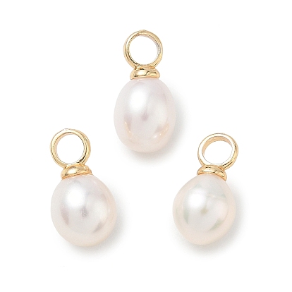 Подвески из натурального пресноводного жемчуга, рисовые амулеты с латунными креплениями, белые