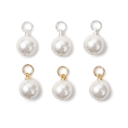 6 шт. 2 круглые подвески-жемчужины разных цветов, с латунной фурнитурой , золотые и серебряные