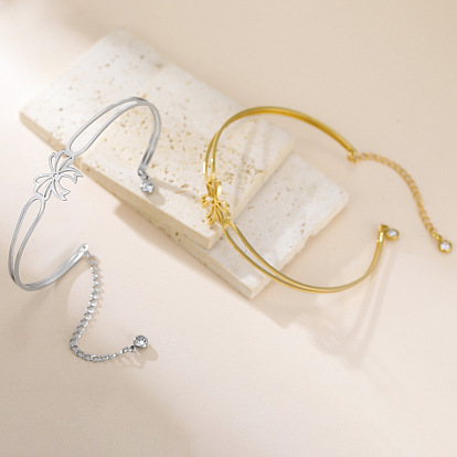 304 женские браслеты-манжеты из нержавеющей стали, бантом