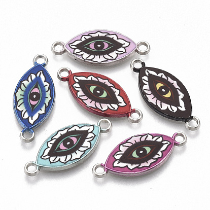 Printed Alloy Links Connectors, with Enamel, Platinum, Eye