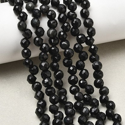 Natural Rainbow Obsidian Bead Strands, Faceted, Round