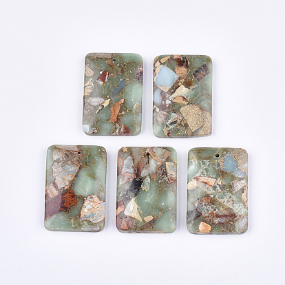 Synthetic Aqua Terra Jasper Pendants, Rectangle