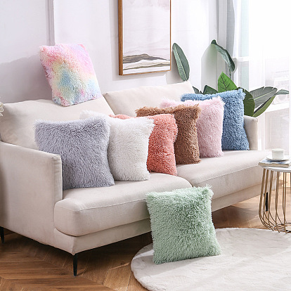 Plush pillow solid color sofa cushion cover sea velvet office home cushion