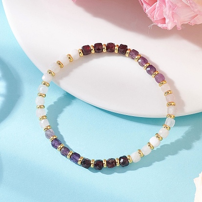 Браслеты из натуральных смешанных драгоценных камней с бусинами для женщин, кубические, с золотыми латунными бисера