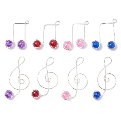 8шт. подвески из прозрачного стекла с медной проволокой, прелести музыкальных нот