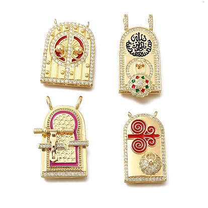 Латунные микро проложить кубического циркония подвески, Баб Мансур, Эмаль стиле, реальный 18 k позолоченный