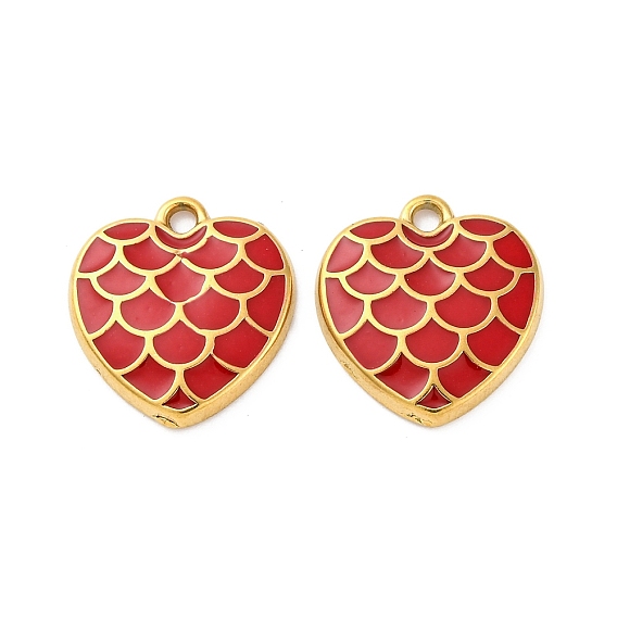 304 нержавеющей стальной эмали подвески, ионное покрытие (ip), реальный 18 k позолоченный, сердце