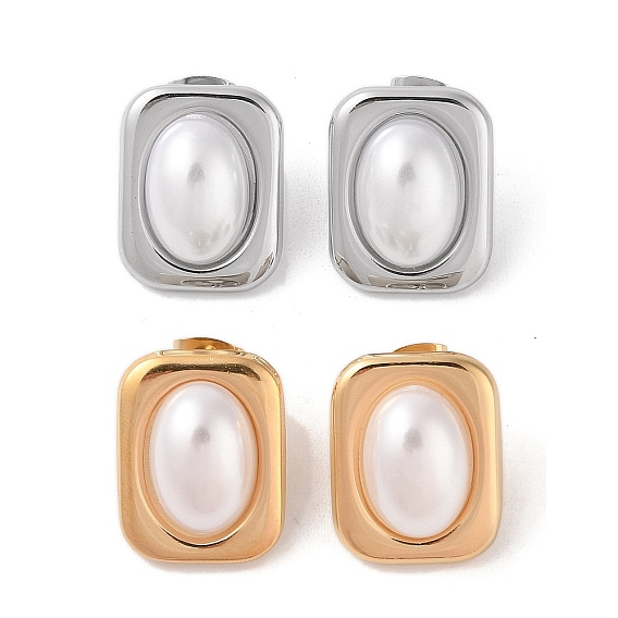 Ионное покрытие (ip) 304 серьги-гвоздики из пластика и нержавеющей стали, прямоугольные