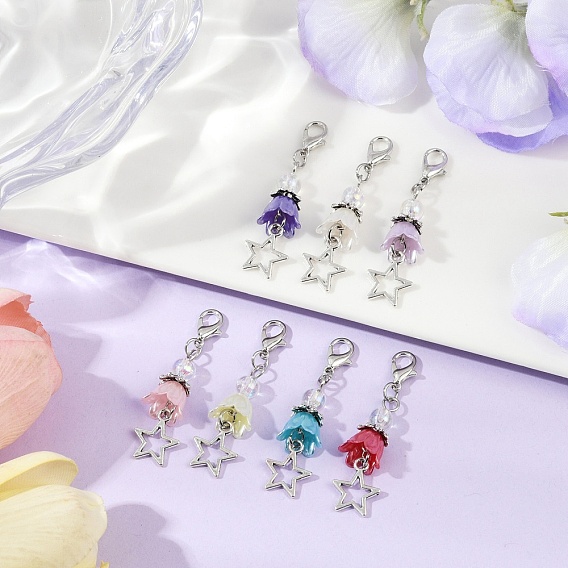 Подвеска в виде звезды из цветочного АБС-пластика и жемчуга, Сплав с застежками когтя омара