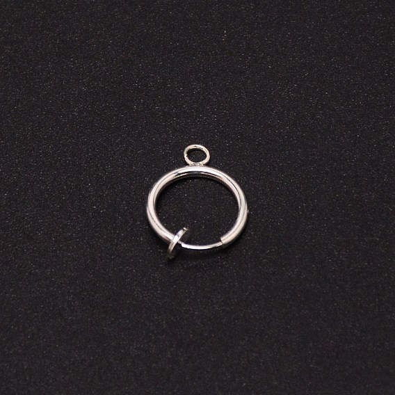 Brass Clip-on Hoop Earring Findings, with Loop, for Non-pierced Ear