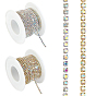 2Rolls 2 Colors Brass Rhinestone Strass Chains, with Spool, Rhinestone Cup Chains
