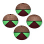 Resin & Walnut Wood Pendants, Flat Round