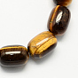 Perles de pierres précieuses en forme de baril tigre naturel de pierre d'oeil brins, 15x10mm, Trou: 1mm, Environ 25 pcs/chapelet, 15.3 pouce