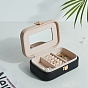 Imitation Leather Box, with Mirror, Jewelry Organizer, for Necklaces, Rings, Earrings and Pendants, Rectangle