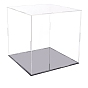 Прозрачные акриловые витрины, пылезащитные чехлы, с черным основанием и 4пластиковыми кольцами, для моделей, строительные блоки, держатели для кукол