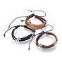 Leather Cord Multi-strand Bracelets, with Waxed Cord