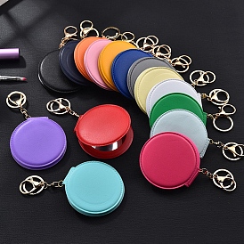 Imitation Leather Mirror Keychians, Flat Round