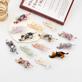 Cute Cat Shape Cellulose Acetate(Resin) Alligator Hair Clips, Hair Accessories for Girls