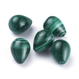 Natural Malachite Beads, Dyed, Half Drilled, Teardrop