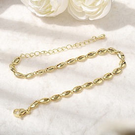 Браслеты из латунной цепочки для женщин, кофейный боб, долговечный, стойки покрытие, без кадмия и без свинца