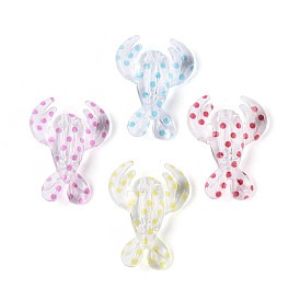 Печатные прозрачные акриловые бусины, лобстер в горошек