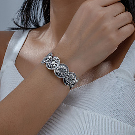Ретро-браслеты-манжеты из сплава для женщин, цветок