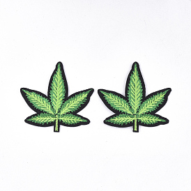 Computerized Embroidery Cloth Iron on/Sew on Patches, Appliques, Costume Accessories, Pot Leaf/Hemp Leaf Shape