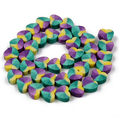 Handmade Polymer Clay Beads Strands, for DIY Jewelry Crafts Supplies, Heart
