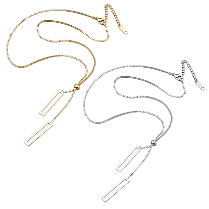 2 шт. 2 цвета 304 прямоугольные подвески-лариаты из нержавеющей стали для женщин