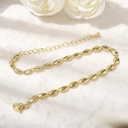 Браслеты из латунной цепочки для женщин, кофейный боб, долговечный, стойки покрытие, без кадмия и без свинца