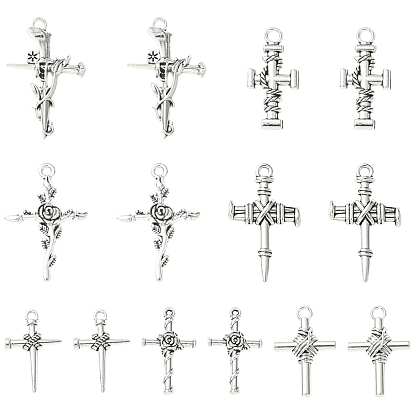 70 шт 7 стили подвески из сплава в тибетском стиле, крестик