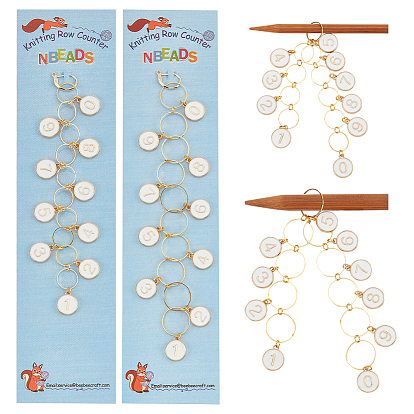 2 шт 2 стиль сплав эмаль плоские круглые подвески вязание ряд счетчик цепочек, для отслеживания хода проекта, подходит для игл до 10мм/14мм