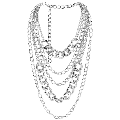 1Многослойные ожерелья из кубинской цепи из поликарбоната и алюминия для женщин