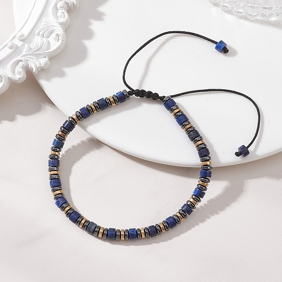 Браслеты из натурального лазурита и синтетического гематита, выполненные в виде дисковых бусин, для женщин и мужчин.