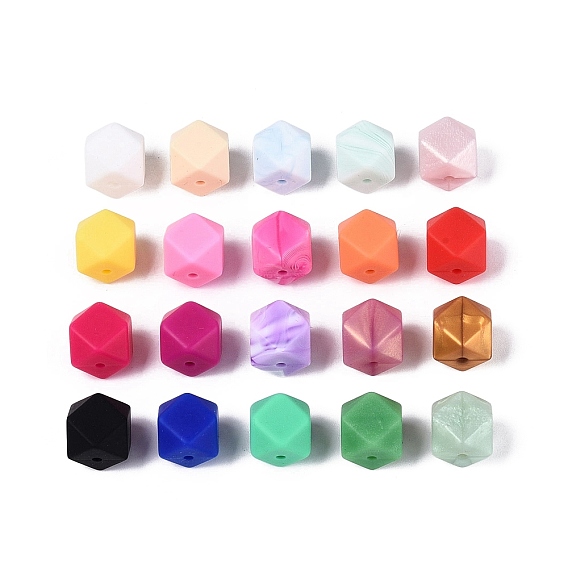 Silicone Beads, Hexagon, Faceted