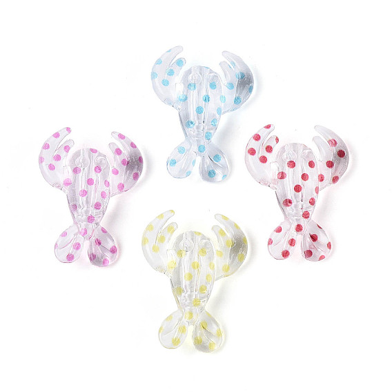 Печатные прозрачные акриловые бусины, лобстер в горошек