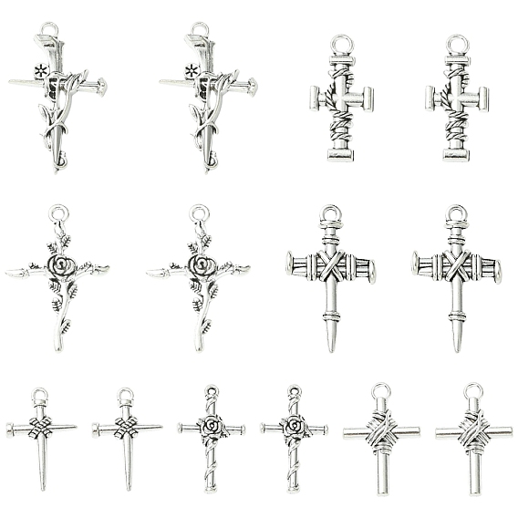 70 шт 7 стили подвески из сплава в тибетском стиле, крестик