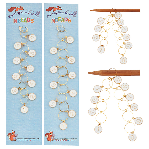2 шт 2 стиль сплав эмаль плоские круглые подвески вязание ряд счетчик цепочек, для отслеживания хода проекта, подходит для игл до 10мм/14мм