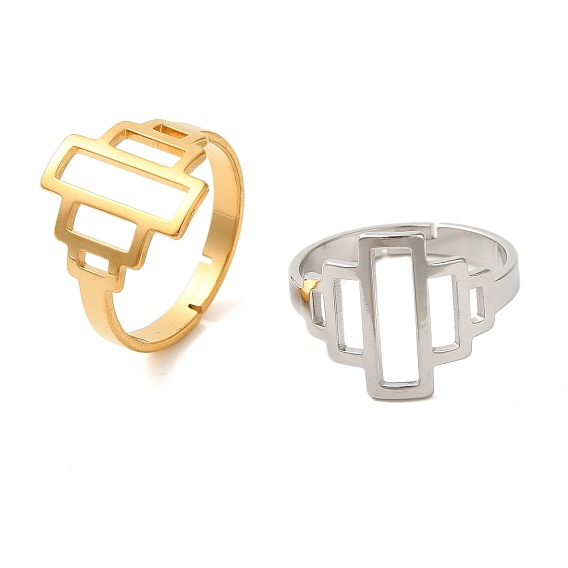 Полый прямоугольник 304 регулируемые кольца из нержавеющей стали для женщин