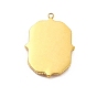 304 Stainless Steel Pendants, with Enamel, Octagon Rectangle Charm, Golden