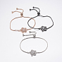 Adjustable Brass Micro Pave Cubic Zirconia Bolo Bracelets, Slider Bracelets, with Brass Box Chains, Star