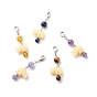 Natural Gemstone Beaded Pendant Decorations, with Resin Alephant, Lobster Clasp Charms, Clip-on Charms, for Keychain, Purse, Backpack Ornament, Stitch Marker