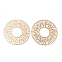 Long-Lasting Plated Brass Filigree Joiners, Etched Metal Embellishments, Flat Round with Sun