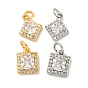 Латунные микропаве прозрачные подвески с фианитом, без кадмия, без никеля и без свинца, с целью перехода в кольце, квадрат / ромб