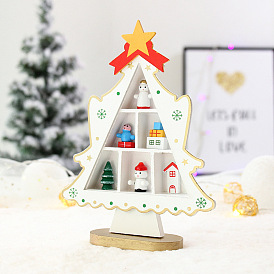 Деревянные настольные украшения, мини-витрины, рождественская елка