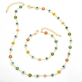 Bohemian Style Colorful Flower Necklace Bracelet Set for Women - NKB530