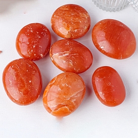 Natural Red Aventurine Palm Stones, Oval Healing Stone, Massage Tools