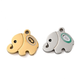Ion Plating(IP) 304 Stainless Steel Enamel Charms, Elephant Charm
