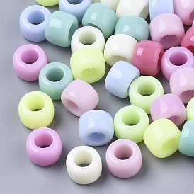 Opaque Acrylic European Beads, Large Hole Beads, Ring