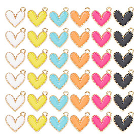 96 шт 6 цвета сплава эмаль подвески, без кадмия, без никеля и без свинца, золотой свет, шарма сердца